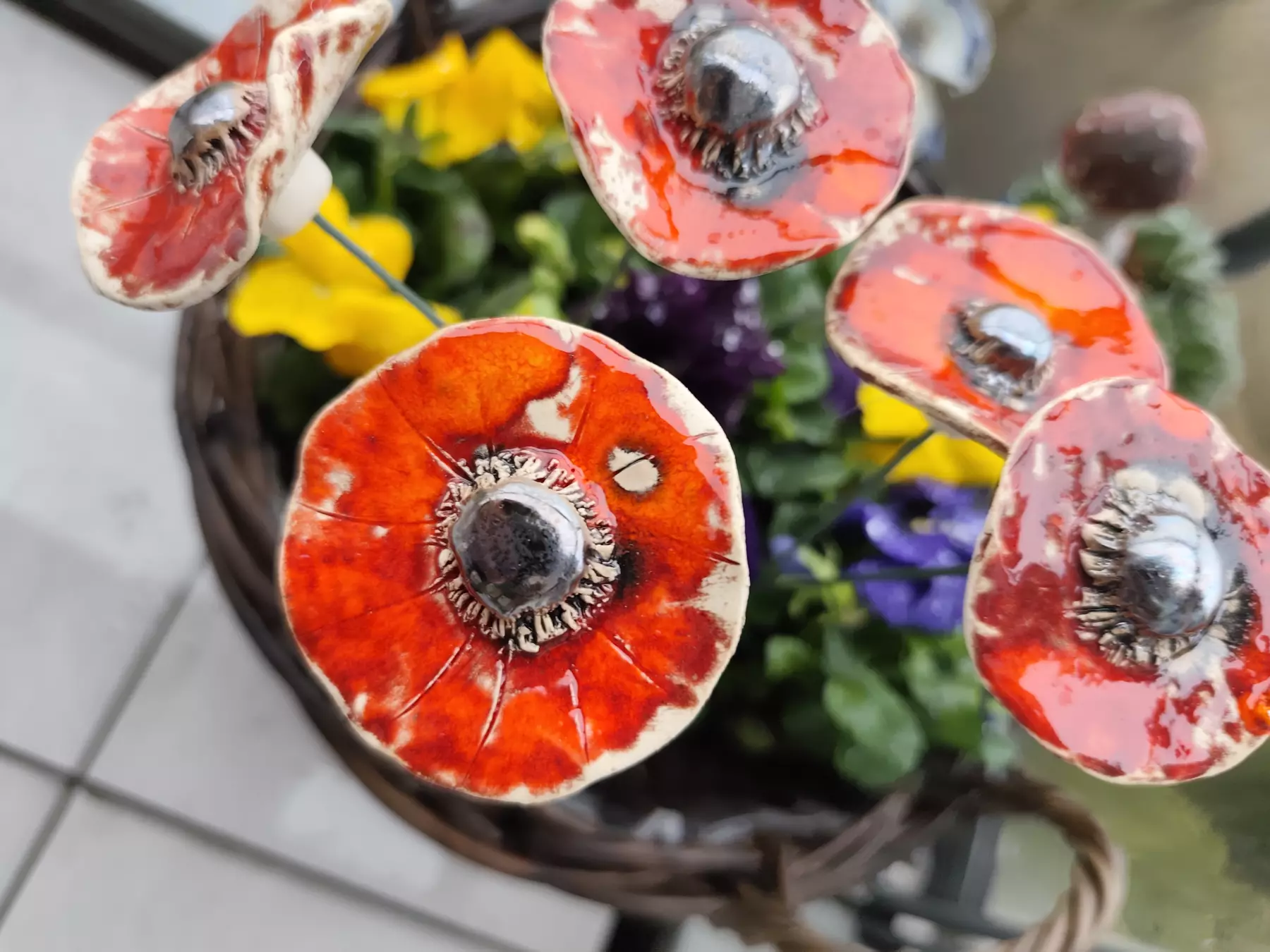 kwiaty ceramiczne 5 szt