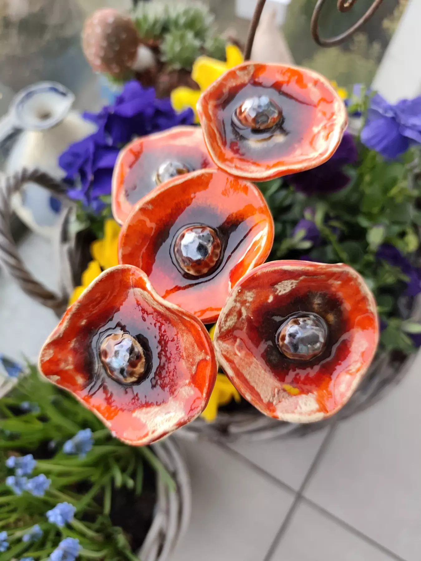 kwiaty ceramiczne 5 szt